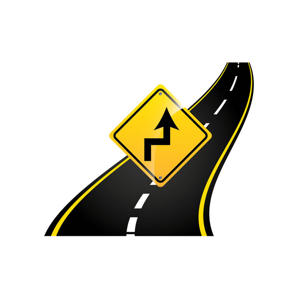 curvas estrada sinal conceito asfalto gráfico
 - Vetor, Imagem
