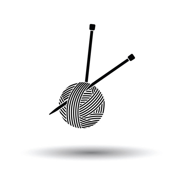 Yarn ball with knitting needles icon - Vector, Image