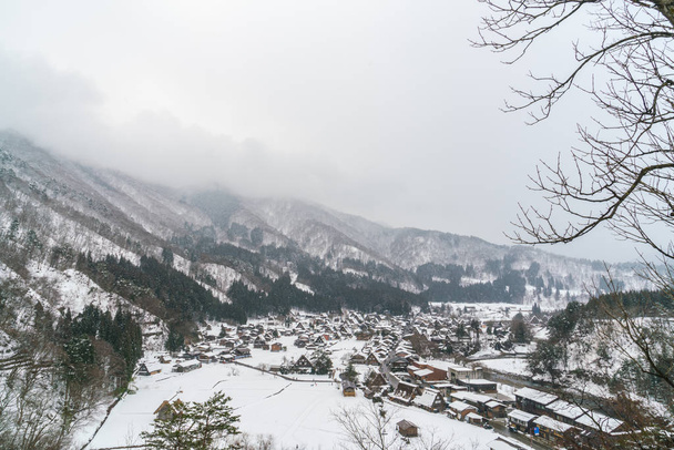 Winter Of Shirakawago with snow falling , Japan - Zdjęcie, obraz