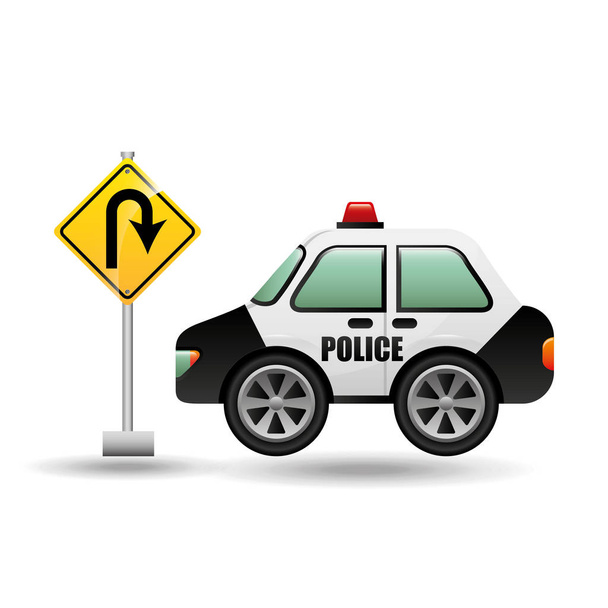 αστυνομία αυτοκινήτου με οδική σας-στροφή - Διάνυσμα, εικόνα
