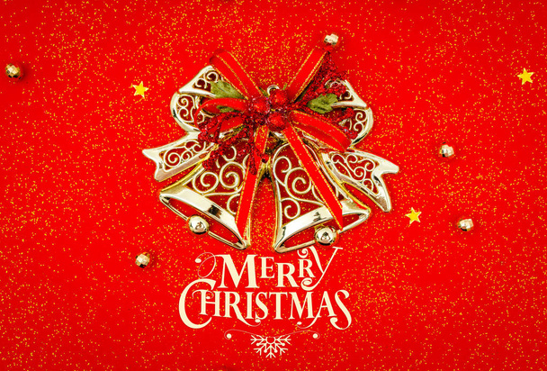 Red christmas background with decoration . - Photo, Image