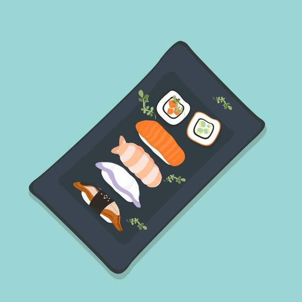 Sushi Set sushi a sashimi rolky  - Vektor, obrázek