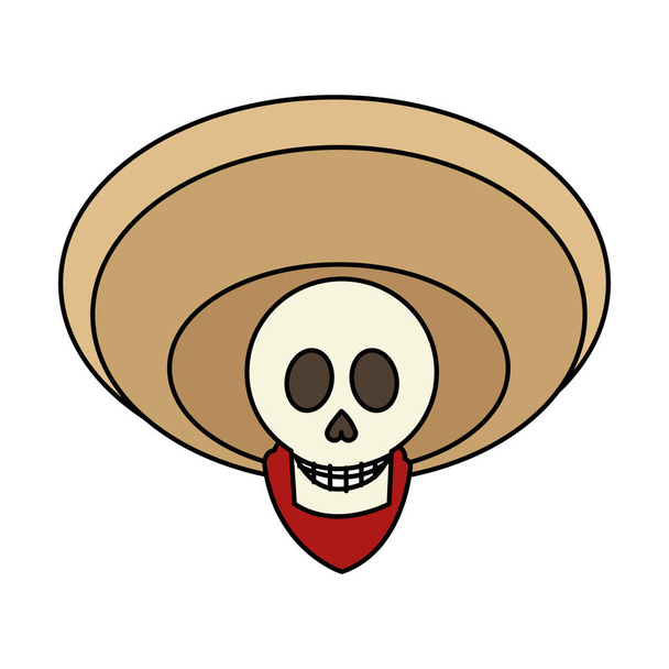 Изолированный мексиканский мужской череп
 - Вектор,изображение