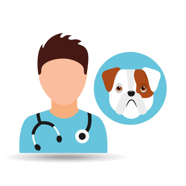 orvos rajzfilm állatorvos kutya bulldog kiskutya - Vektor, kép