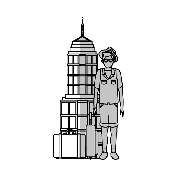 Ізольований дизайн аеропорту та туристичної людини
 - Вектор, зображення