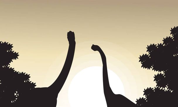 Колекція ландшафтних силуетів брахіозавра
 - Вектор, зображення