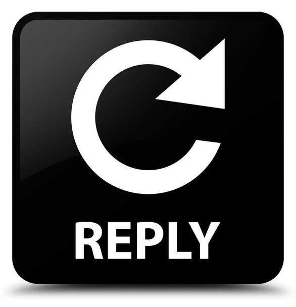 Reply (rotate arrow icon) black square button - Photo, Image
