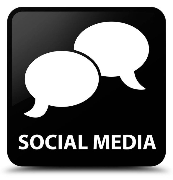 Μέσα κοινωνικής δικτύωσης (chat εικονίδιο φυσαλίδας) μαύρο τετράγωνο κουμπί - Φωτογραφία, εικόνα