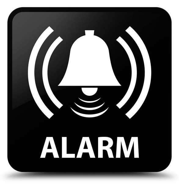 Alarm (zil simgesini) siyah kare düğmesi - Fotoğraf, Görsel
