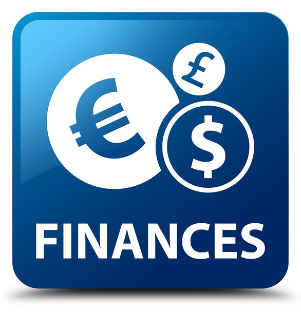 Finances (euro sign) blue square button - Photo, Image