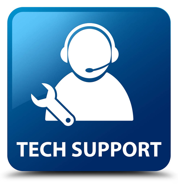 Technickou podporu modré čtvercové tlačítko - Fotografie, Obrázek