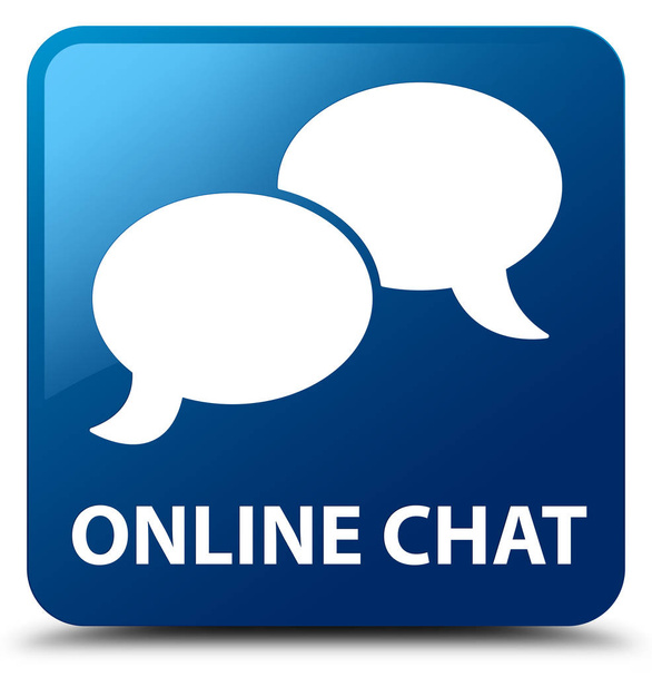 Online Chat blauer quadratischer Knopf - Foto, Bild