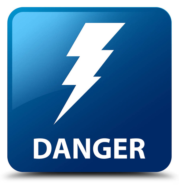 Bouton carré bleu Danger (icône électricité)
 - Photo, image