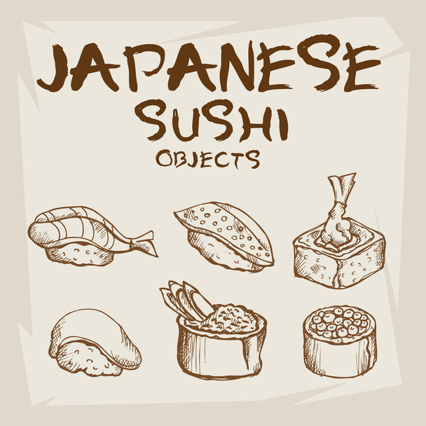 Japão comida desenho gráfico objetos de design
 - Vetor, Imagem