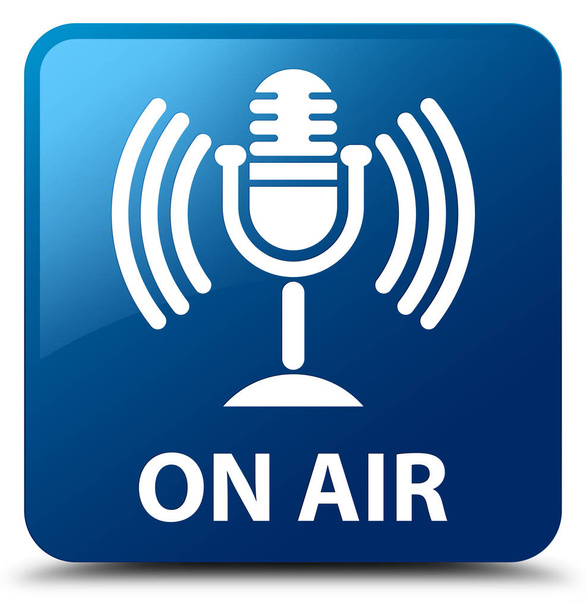 On air (mic icon) blue square button - Photo, Image