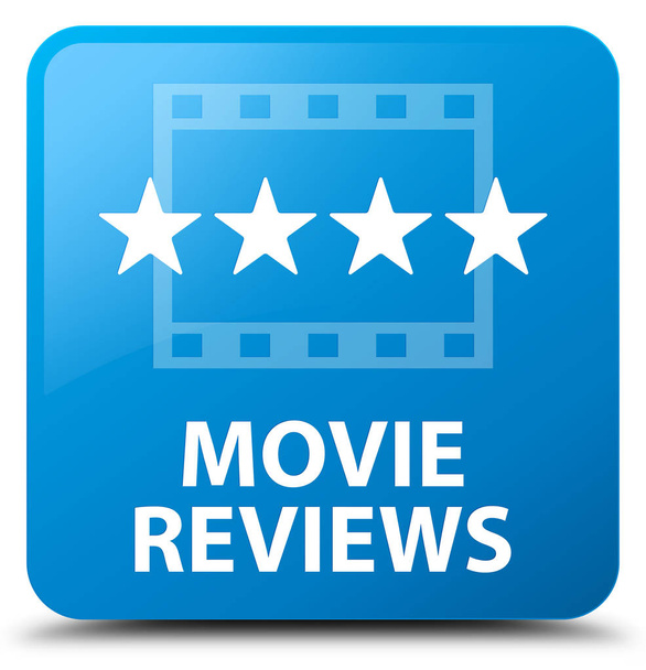 Film reviews cyaan blauw vierkante knop - Foto, afbeelding