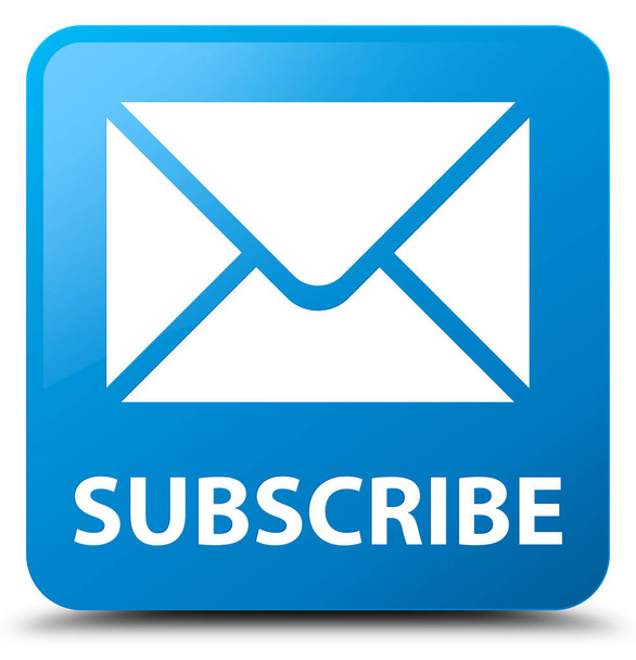 Subscribe (email icon) cyan blue square button - Photo, Image