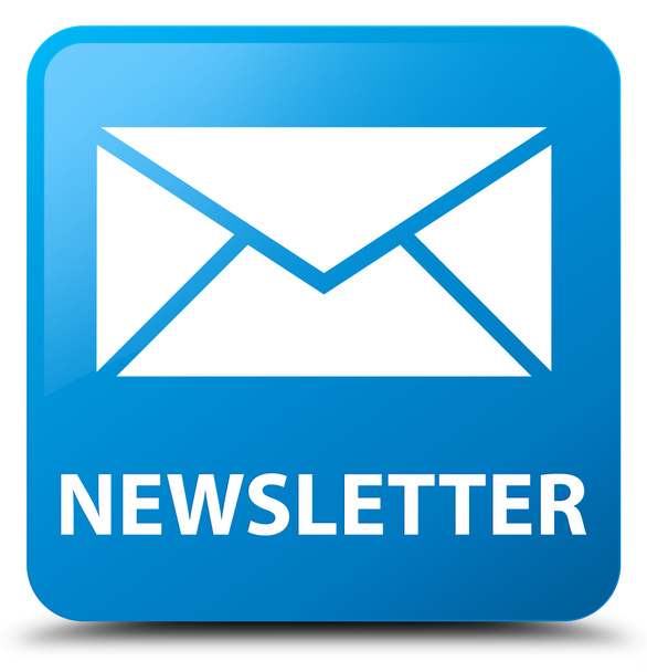 Newsletter cyan blue square button - Photo, Image