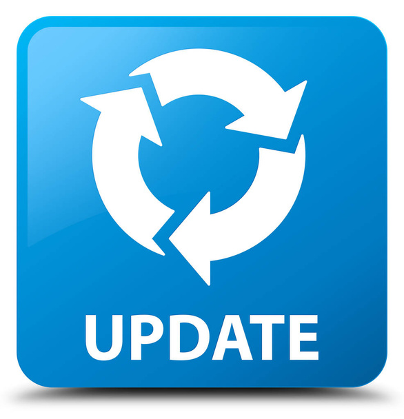Modré čtvercové tlačítko Update (Aktualizovat ikony) azurová - Fotografie, Obrázek