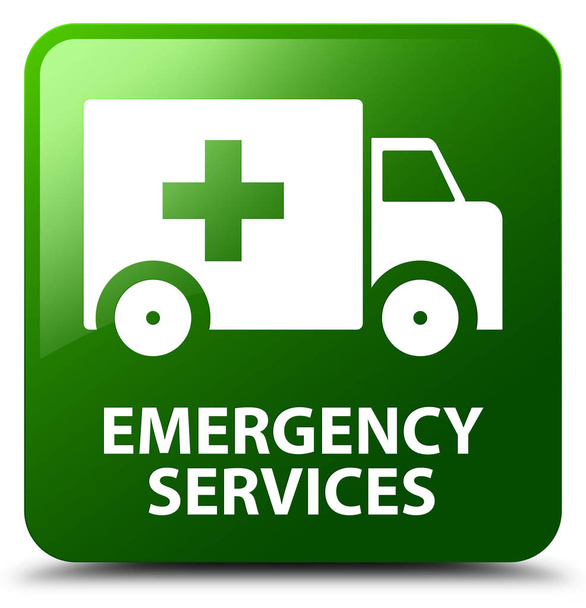 Emergency services green square button - Photo, Image
