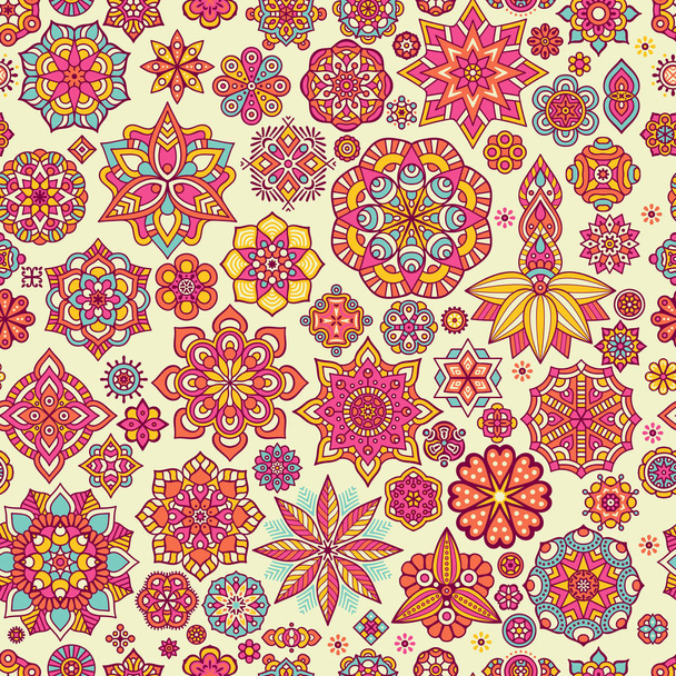 Ethnic floral seamless pattern - Vektör, Görsel