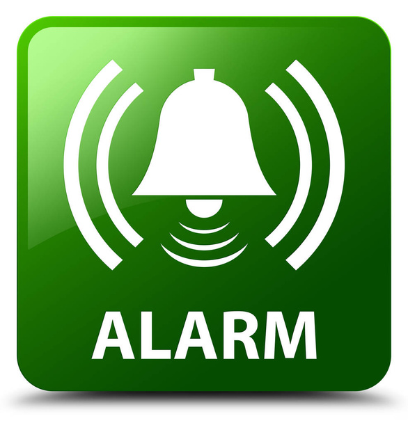 Alarm (bell icon) green square button - Photo, Image