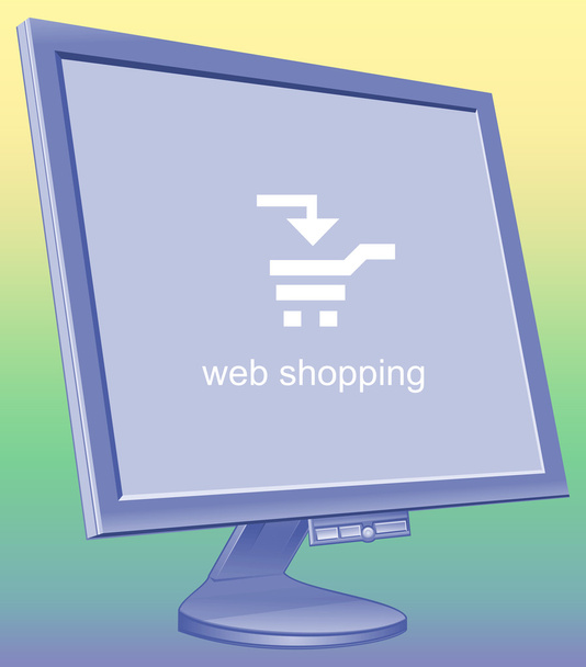 LCD-Anzeige mit Warenkorbschild - Foto, Bild