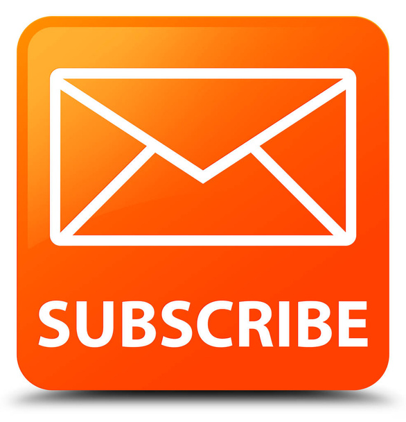 Subscribe (email icon) orange square button - Photo, Image