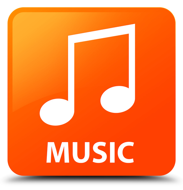 Muzyka (ikona melodię) pomarańczowy przycisk kwadratowy - Zdjęcie, obraz