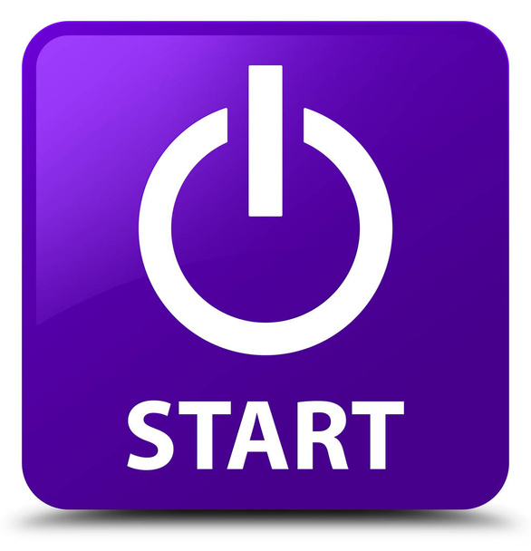Start (power ikon) lila négyzet gomb - Fotó, kép
