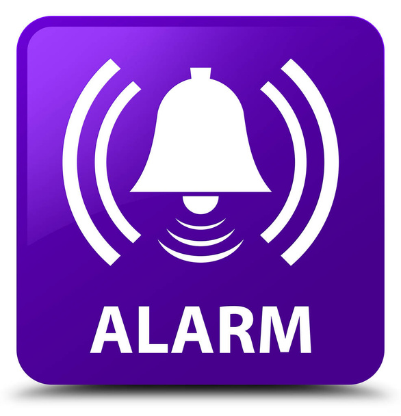 Alarm (zil simgesini) mor kare düğmesi - Fotoğraf, Görsel