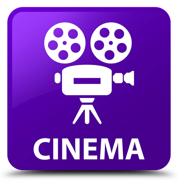 Κινηματογράφος (εικονίδιο της βιντεοκάμερας) πορφυρό τετράγωνο κουμπί - Φωτογραφία, εικόνα