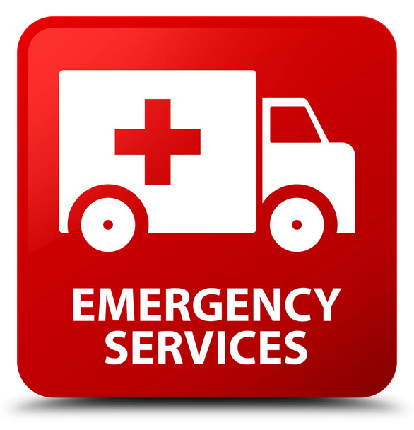 緊急サービス赤い四角ボタン - 写真・画像