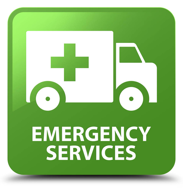 Μαλακό πράσινο τετράγωνο κουμπί υπηρεσίες έκτακτης ανάγκης - Φωτογραφία, εικόνα