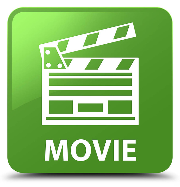 Μαλακό πράσινο τετράγωνο κουμπί ταινία (σινεμά εικονίδιο συνδετήρα) - Φωτογραφία, εικόνα