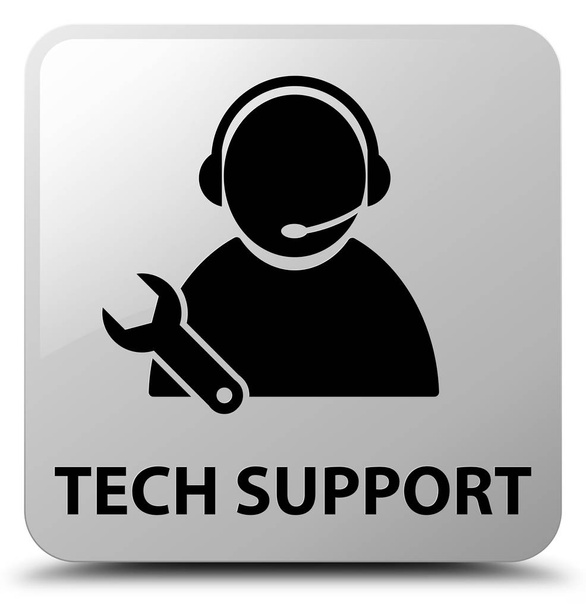 Tech-Unterstützung weiße quadratische Taste - Foto, Bild
