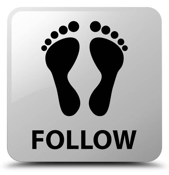 Následovat (stopa ikonu) bílé čtvercové tlačítko - Fotografie, Obrázek