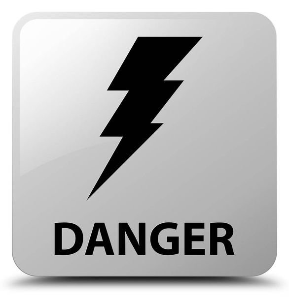 Κίνδυνος (ηλεκτρικής ενέργειας εικονίδιο) λευκό τετράγωνο κουμπί - Φωτογραφία, εικόνα