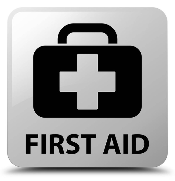 Botón cuadrado blanco de primeros auxilios
 - Foto, Imagen