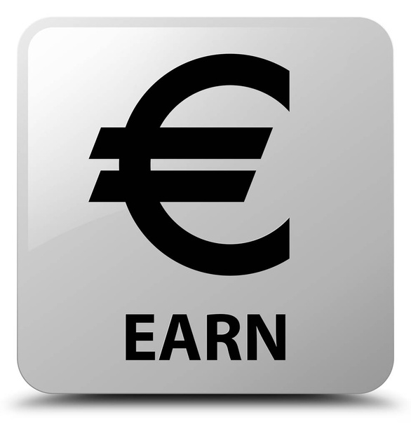 Ganhar (sinal de euro) botão quadrado branco
 - Foto, Imagem