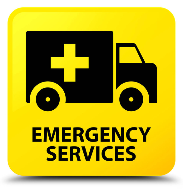 Emergency services yellow square button - Photo, Image