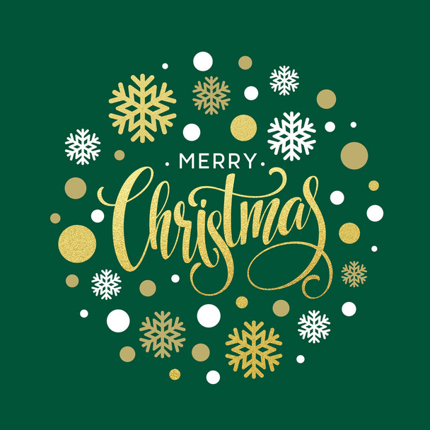 Merry Christmas gold glittering lettering design. Vector illustration - Vecteur, image