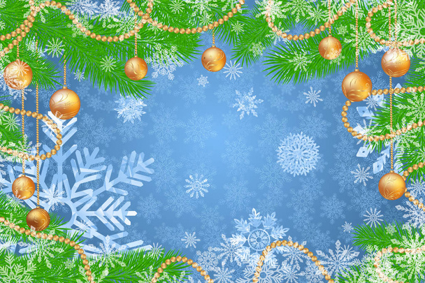 Winter holidays snowy golden background - Vector, Image