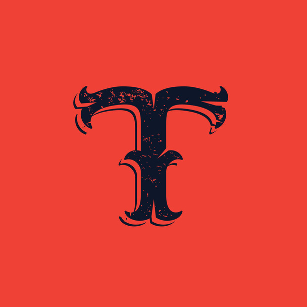 T lettera logo in stile vintage western vittoriano grunge
. - Vettoriali, immagini