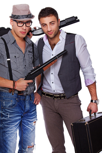 Deux hommes armés de fusils de chasse
 - Photo, image