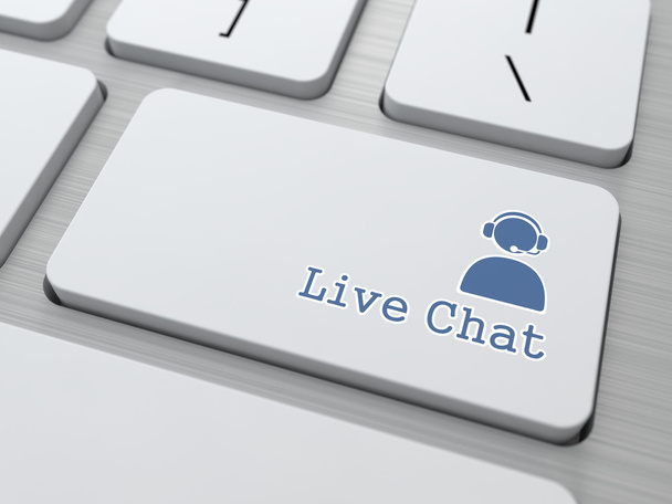 Live Chat Button on Modern Computer Keyboard. - Photo, Image
