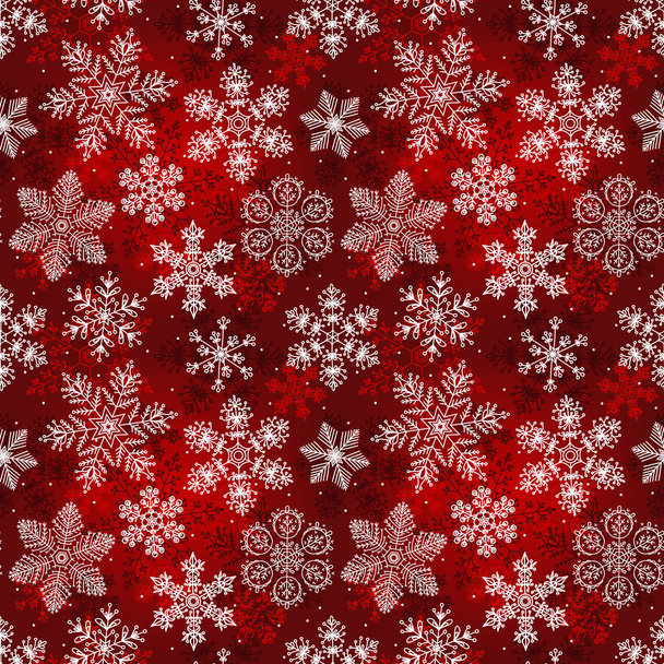 Seamless snowflakes pattern red - Vector, Image