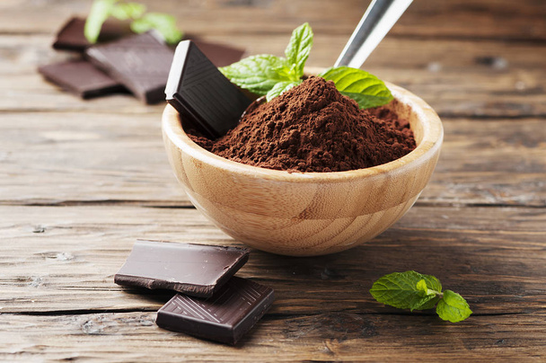 Dark chocolate and cacao  - Fotoğraf, Görsel