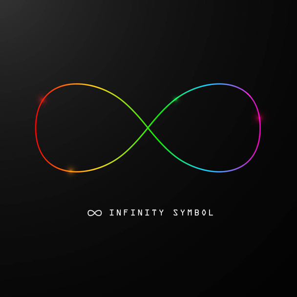 Infinity Symbol. Vector Endless Sign. Colorful 8 Icon on Black Background in Rainbow Colors. - Vector, Image
