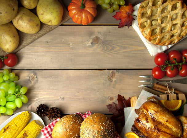 Thanksgiving meal background with space - Foto, Imagem